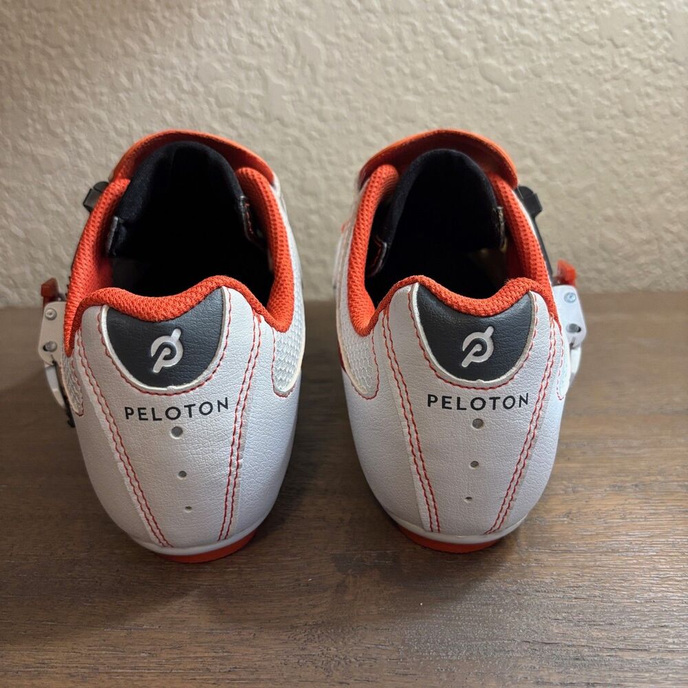 Peloton Original Cycling Shoes White Orange Unisex Sz EU 40/US Men's 7 Women's 9 - Picture 3 of 6